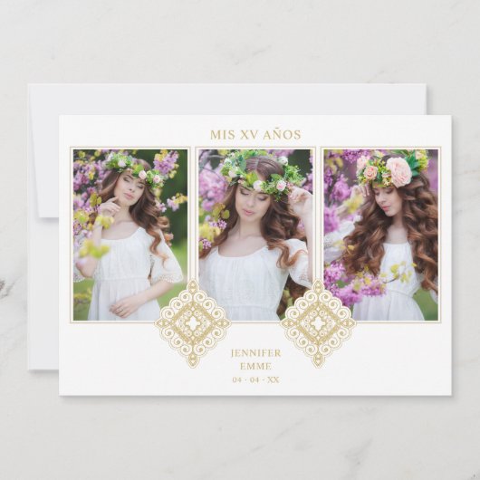 Spanish Cute Luxurious Flourish Gold Ornament Einladung (Vorderseite)