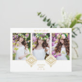 Spanish Cute Luxurious Flourish Gold Ornament Einladung (Stehend Vorderseite)