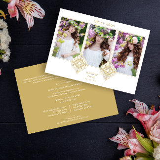  Spanish Cute Luxurious Flourish Gold Ornament Einladung