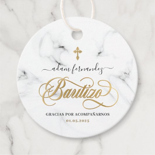 Spanish De Bautizo Gracias Gold Geschenkanhänger (Vorderseite)
