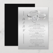 Spanish Decorative Glitzy Silver Wedding Rings  Menükarte (Vorne/Hinten)