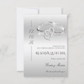 Spanish Decorative Glitzy Silver Wedding Rings  Save The Date (Vorderseite)