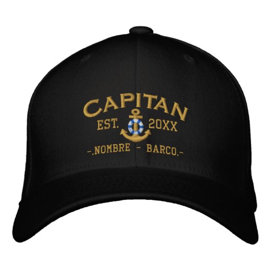 SPANISH El Capitan Nautical Personalisiert Bestickte Kappe (Vorderseite)