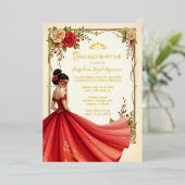 Spanish Exquisite Chic Quinceañera Masquerade Ball Folieneinladung (Stehend vorne)