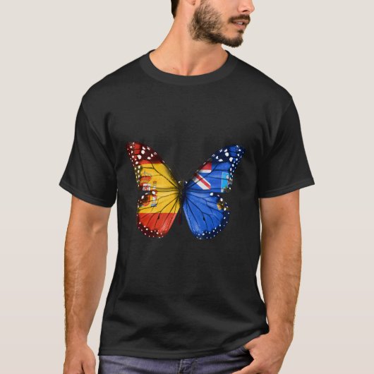 Spanish Falkland Islanders Flag Butterfly T-Shirt (Vorderseite)