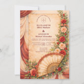 Spanish Fan Romance Wedding Einladung (Vorderseite)