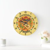 Spanish Fiesta Personalized NAME Fun Cinco De Mayo Große Wanduhr (Zuhause)