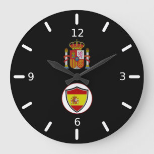Spanish flag-coat arms large clock große wanduhr