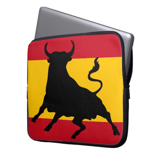 Spanish flag with bull laptopschutzhülle (Vorderseite Links)