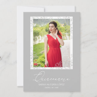 Spanish Flourish Grey Ornament Photo Quinceañera 