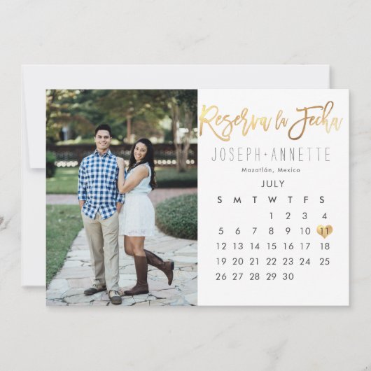 Spanish Foto von Save the Date Calendar falsch gol Einladung (Vorderseite)