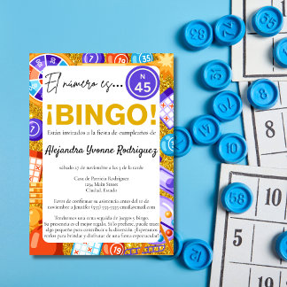 Spanish Fun Bingo & Games Glitzer 45. Geburtstag Einladung