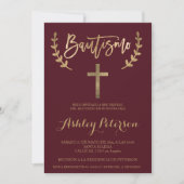 Spanish Gold burgundy red elegant script baptism Einladung (Vorderseite)