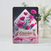 Spanish Gracias Thank You Card Dankeskarte (Stehend Vorderseite)
