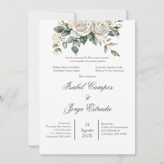 Spanish Greenery Wedding Invitation Einladung (Vorderseite)