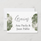 Spanish Greenery Wedding Vielen Dank RSVP Karte (Vorderseite)