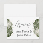 Spanish Greenery Wedding Vielen Dank RSVP Karte (Vorne/Hinten)