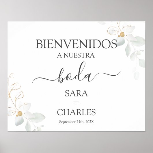 Spanish Greenery Wedding Willkommenszeichen Poster (Vorne)