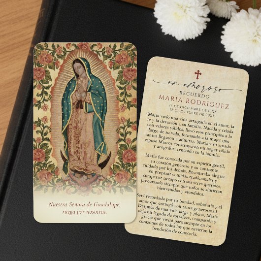 Spanish Guadalupe Funeral Sympathy Prayer Card