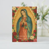 Spanish Guadalupe Photo Funeral Prayer Holy Card Ankündigung (Stehend Vorderseite)