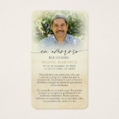 Spanish Guadalupe Prayer Memorial Photo Cards (Rückseite)