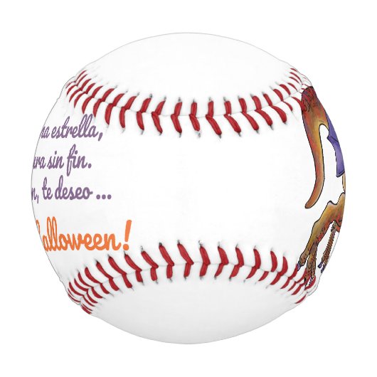 SPANISH Halloween Dinosaur Baseball Gastgeschenk (Vorderseite)