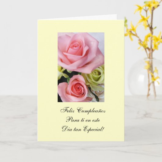 Spanish: Happy Birthday/ Feliz Cumpleanos Karte (Gelbe Blume)