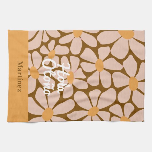 Spanish Hello Autumn Fall Vibes Personalisieren Geschirrtuch (Horizontal)