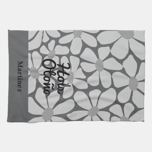 Spanish Hello Autumn Fall Vibes Personalisieren Geschirrtuch (Horizontal)