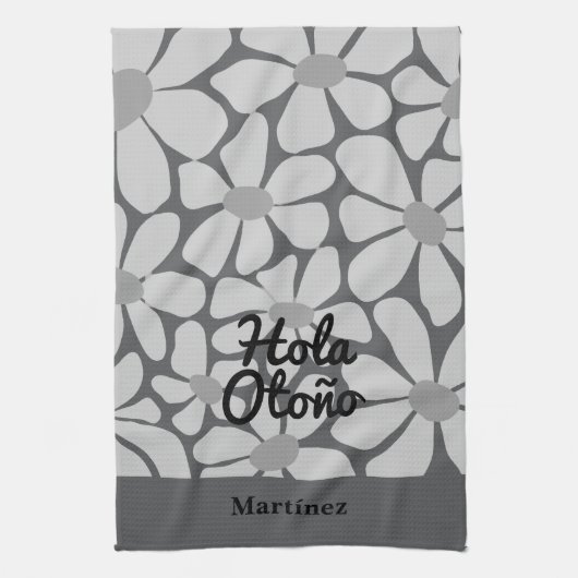 Spanish Hello Autumn Fall Vibes Personalisieren Geschirrtuch (Vertikal)