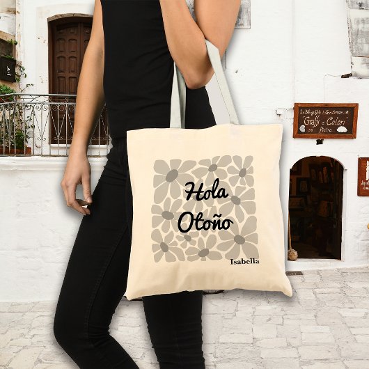 Spanish Hello Autumn Fall Vibes Personalisieren Tragetasche
