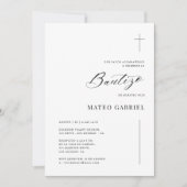 Spanish Inline Invitaciones De Bautizo Schwarz-wei Einladung (Vorderseite)