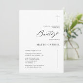 Spanish Inline Invitaciones De Bautizo Schwarz-wei Einladung (Stehend Vorderseite)