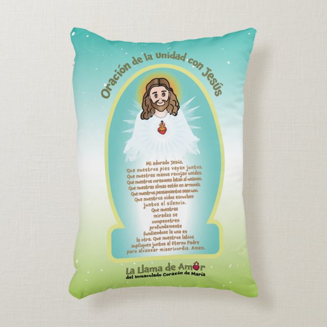 Spanish Kids FOL Mama Mary Icon + Unity Prayer  Dekokissen (Vorderseite(Vertikal))