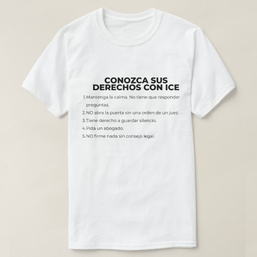 Spanish Know Your Rights With ICE T-Shirt (Design vorne)