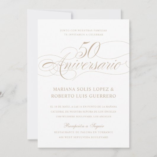 Spanish Language 50 Aniversario de Bodas Wedding Einladung (Vorderseite)