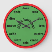 Spanish Language Wall Clock Große Wanduhr (Vorderseite)