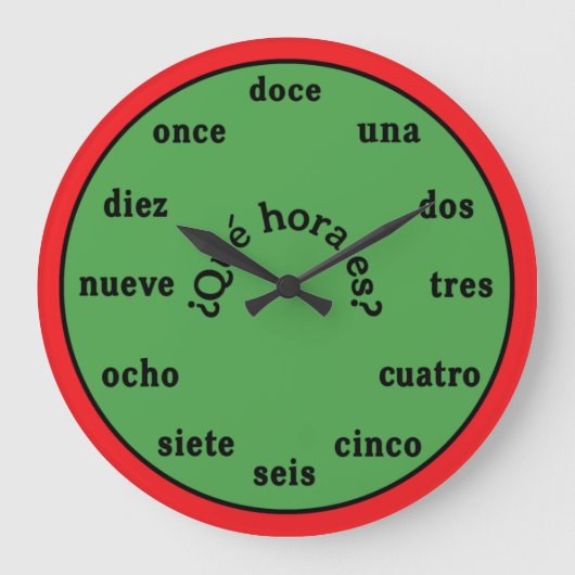 Spanish Language Wall Clock Große Wanduhr (Vorderseite)