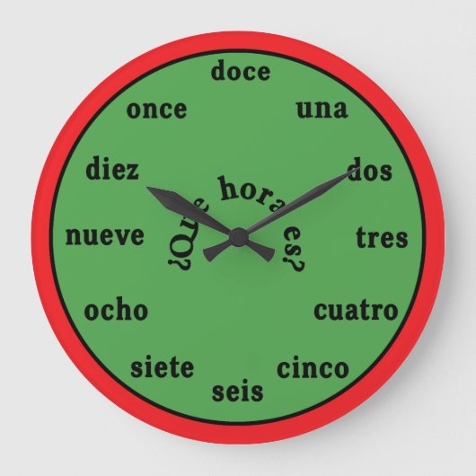 Spanish Language Wall Clock Große Wanduhr (Vorderseite)