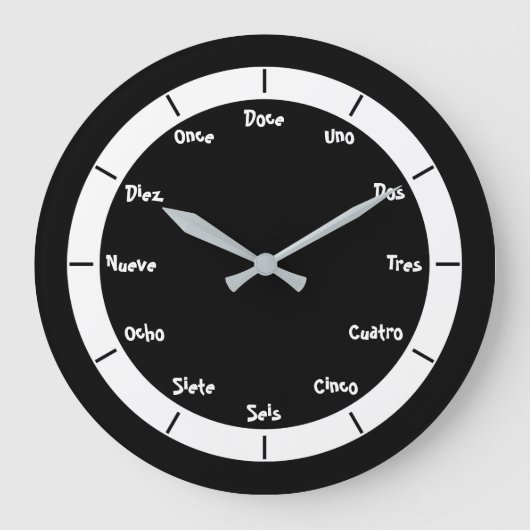 Spanish Letter Numbers Große Wanduhr (Vorderseite)