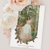 Spanish Luxe Trendy Floral Mis XV Años Foto Folieneinladung