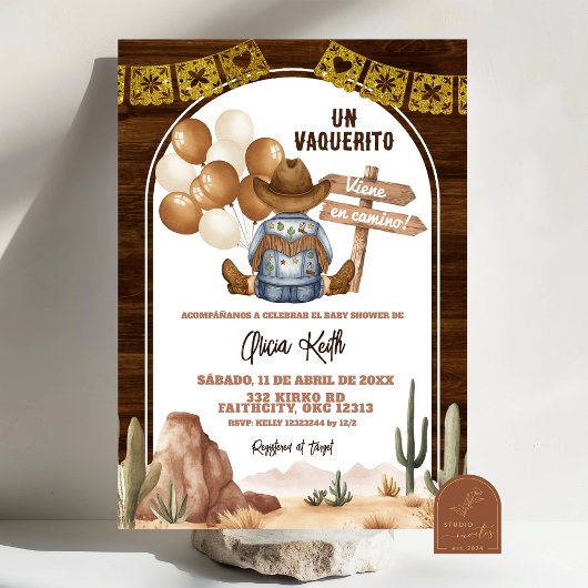 Spanish Mexican Wild West Cowboy Baby Shower Einladung