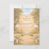 Spanish Olive Grove Wedding RSVP Karte (Vorderseite)