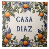 Spanish Oranges Custom House Name Plaque Sign Fliese (Vorderseite)