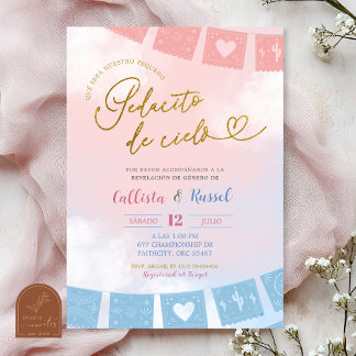 Spanish piece of heaven gender reveal invitation einladung