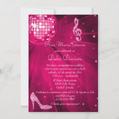 Spanish Pink Disco Ball & Sparkle Heels Sweet 16 Einladung (Rückseite)
