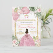 Spanish Pink Sage Green Charra Princess Floral 15 Einladung (Stehend Vorderseite)