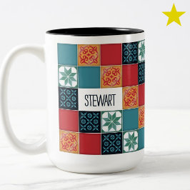Spanish Portuguese Azulejos Tiles Custom Name Mug Zweifarbige Tasse