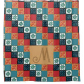 Spanish Portuguese Azulejos Tiles Monogram Initial Duschvorhang (Vorderseite)