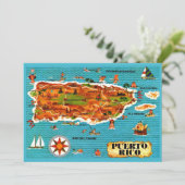 Spanish Puerto Rico 5x7 Map Postcard Dankeskarte (Stehend Vorderseite)